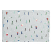 Kerstbos met cadeaus, bomen en sneeuw kussensloop (Achterkant)