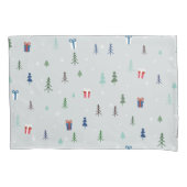 Kerstbos met cadeaus, bomen en sneeuw kussensloop (Voorkant)