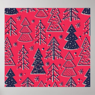 Kerstbos: Wintersilhouet behang. Poster