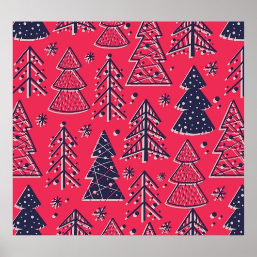 Kerstbos: Wintersilhouet behang. Poster (Voorkant)