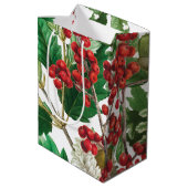 kerstbosbessen met feestbessen op de Evergreen Medium Cadeauzakje (Achterkant Gekanteld)