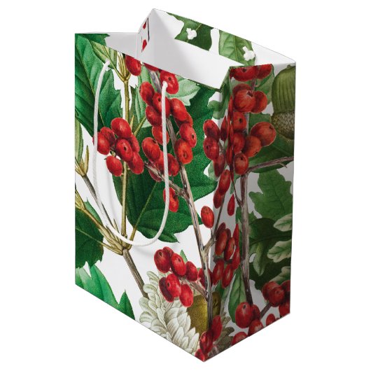 kerstbosbessen met feestbessen op de Evergreen Medium Cadeauzakje (Achterkant Gekanteld)