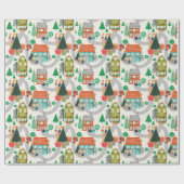 Kerstbosland Cute Animals Cadeaupapier (Vlak)