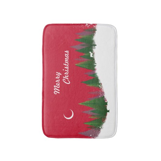 kerstBossen Scene Bath Mat (Voorkant Verticaal)