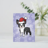 KerstBoston Terrier Feestdagenkaart (Staand voorkant)