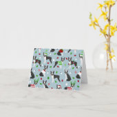 KerstBoston Terrier Kaart (Gele Bloem)