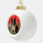 KerstBoston Terrier Keramische Bal Ornament (Rechts)