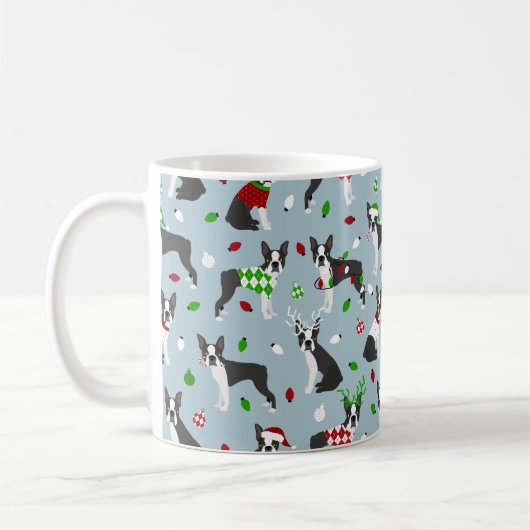 KerstBoston Terrier Koffiemok (Links)