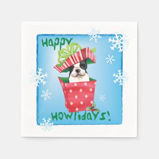 KerstBoston Terrier Servet (Voorkant)
