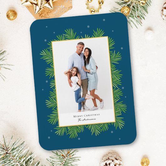 Kerstbotanicals groen Eenvoudige elegante foto Magneet