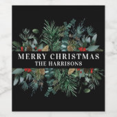 Kerstbotanisch Lijst Wijn Etiket (Enkel label)