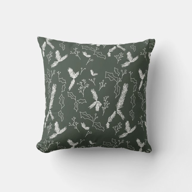 Kerstbotanische pine Berry Green Kussen (Voorkant)