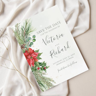 Kerstbotanische winterbruinbruiloft save the date