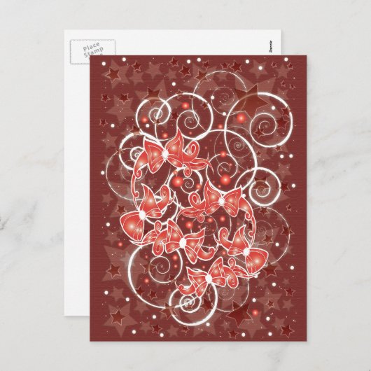 Kerstboten en -sterren met elegante en uisterstaar feestdagenkaart (Voorkant / Achterkant)