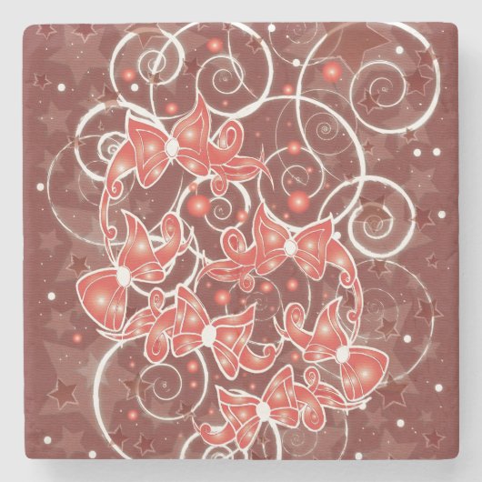 Kerstboten en -sterren met elegante en uisterstaar stenen onderzetter (Voorkant)