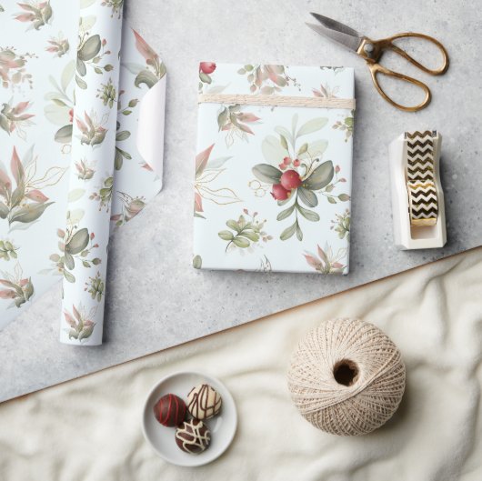 KerstBouquet met Cranberry Cadeaupapier (Crafts)