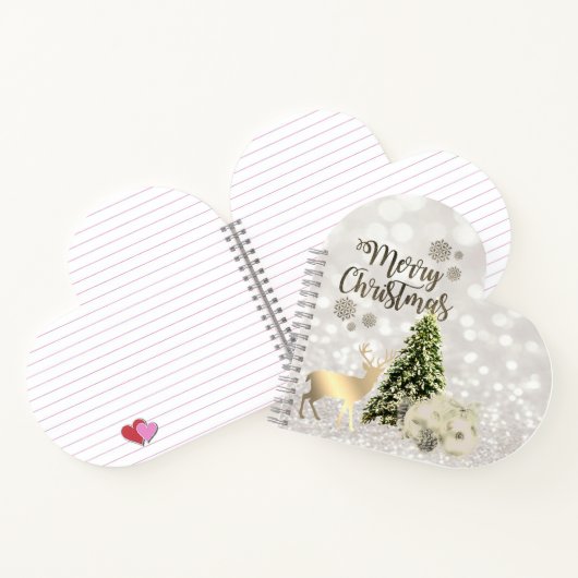 Kerstboxen, pine-structuur, Deer, Glittery Bokeh Notitieboek (Binnen)