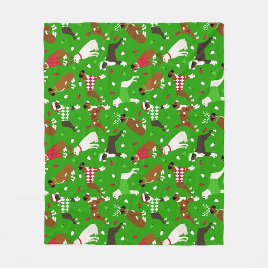 kerstboxer Dog Fleece Blanket (Voorkant)