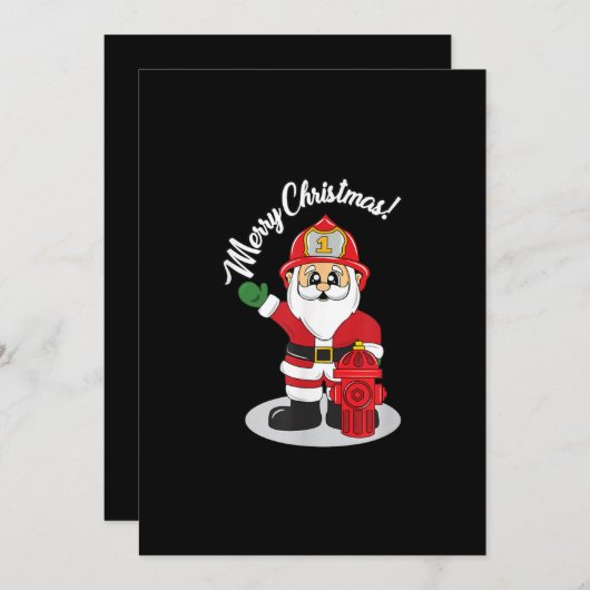 Kerstbrandweerman Kerstman Winter Feestdagenkaart (Voorkant / Achterkant)