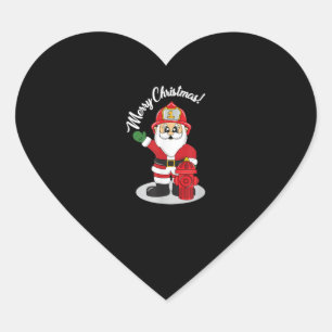 Kerstbrandweerman Santa Winter Hart Sticker