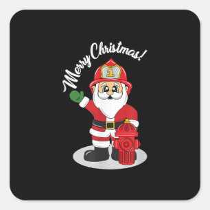Kerstbrandweerman, Santa Winter Vierkante Sticker