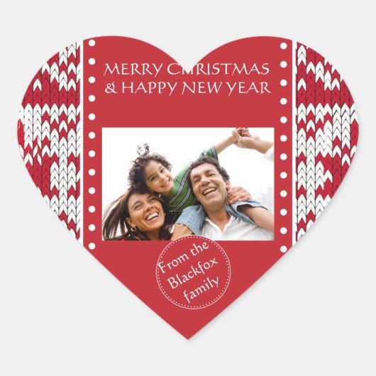 Kerstbreiwerk Hart Sticker (Voorkant)