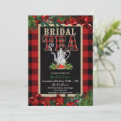 Kerstbridal Tea Party Red Black Buffalo Pset Kaart (Staand voorkant)