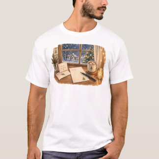 Kerstbrief Schrijfbureau voor Gezellige Briefpapie T-shirt