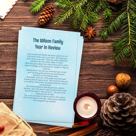 Kerstbrief Sjabloon Blauwe Twinkling Stars Briefpapier