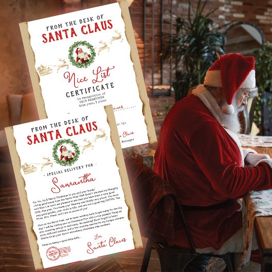 Kerstbrief van Santa Nice Lijst Certificaat