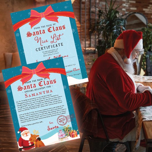 Kerstbrief van Sinterklaas Nice List-certificaat