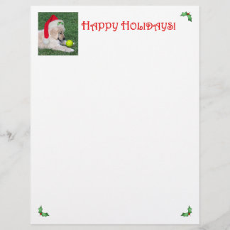 kerstbriefje met gouden puppy briefhoofd