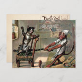 kerstBriefkaart met kat en aap Briefkaart (Voorkant / Achterkant)