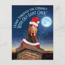 KerstBriefkaart - Old Saint Chick
