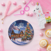 kerstbriefkaart papieren bordje (Feest)