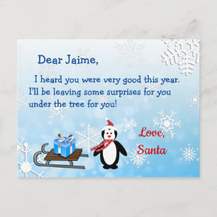 KerstBriefkaart van de kerstman tot een kind Feestdagenkaart