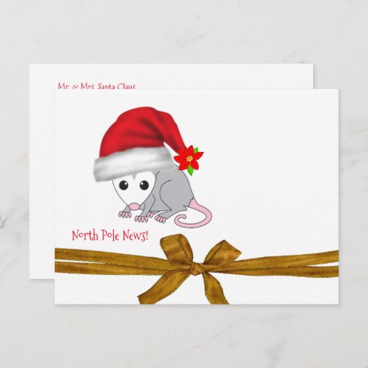 KerstBriefkaarten Noordpool Opossum Briefkaart (Voorkant / Achterkant)