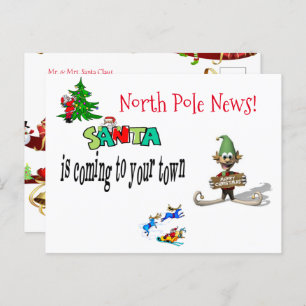 KerstBriefkaarten Noordpool Santa Elf Briefkaart