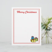 Kerstbriefpapier - prettige kerstcadeautjes (Staand voorkant)