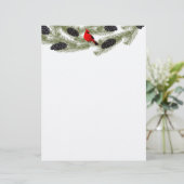 Kerstbriefpapier - Rood kardinaal briefhoofd (Staand voorkant)