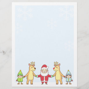 Kerstbriefpapier - Santa en Friends