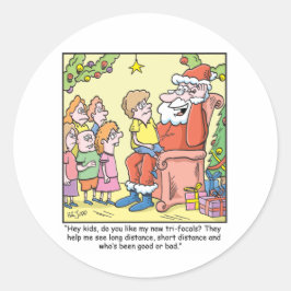 Kerstbril over Santas New Cartoon Ronde Sticker