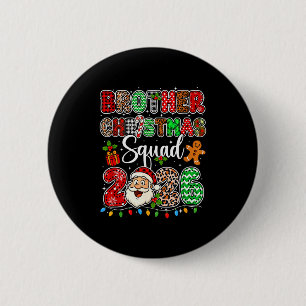 Kerstbroeder Crew 2026 Luipaard Grappige Kerstman  Ronde Button 5,7 Cm