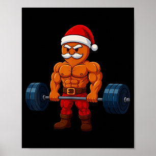 Kerstbrood Gewichtheffen Fitness Gym Workout Kerst Poster