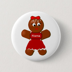 Kerstbrood Girl Cookie Pin Back Button