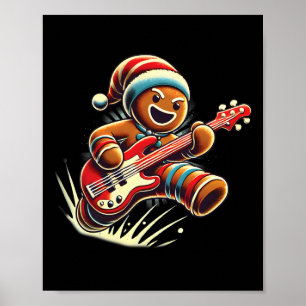 Kerstbrood Spelend Gitaar Kerst Muzikant Gitaar Poster