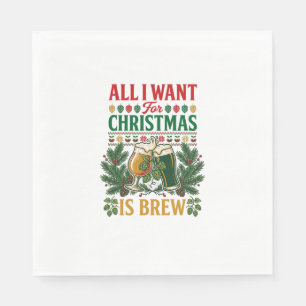 Kerstbrouw Bierglazen Dennen Hoppen Servet