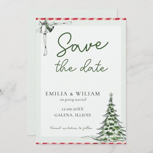 Kerstbruiloft Bewaar de datumfotokaart Feestdagenkaart (Voorkant / Achterkant)