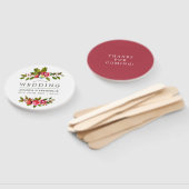 Kerstbruiloft Bloemen Holly Waterverf Favor Handwaaier (Niet-gemonteerd)