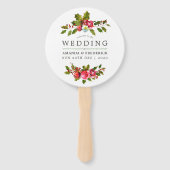 Kerstbruiloft Bloemen Holly Waterverf Favor Handwaaier (Voorkant)